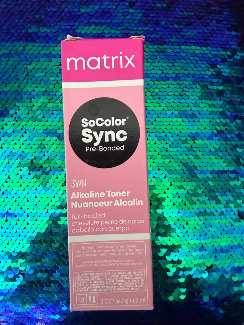 Matrix Socolor Sync Pre Bonded 3wn Alkaline Toner Demi Permanent Hair Color NEW